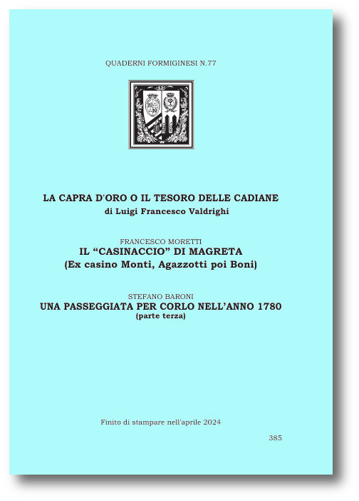Quaderno Formiginese N. 77 copertina Quaderni Formiginesi N. 77