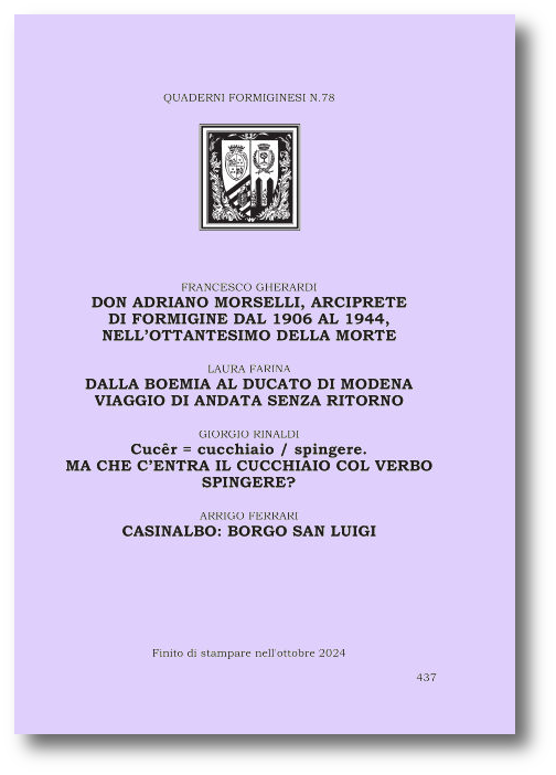 Quaderno Formiginese N. 78 copertina Quaderni Formiginesi N. 78